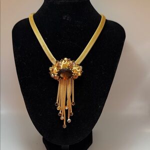 Elegant Gold Necklace with Brown Gemstone